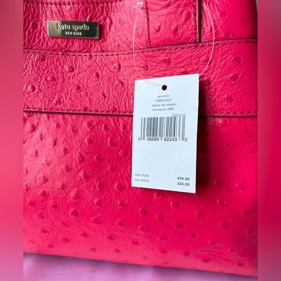Kate Spade Bright Pink Ostrich Leather Satchel w/ Bow - NWT - Original Dust Bag - Picture 5 of 12